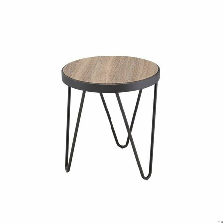 HOMEROOTS 18.11 x 16.73 x 16.73 in. Bage End Table Weathered Gray Oak 286246